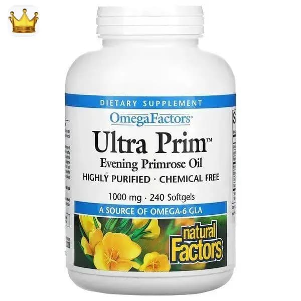 Natural Factors, OmegaFactors, Ultra Prim, масло вечерней примулы, 1000 мг, 240 мягких желатиновых капсул