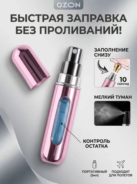 Атомайзер для духов самозаправляющийся 5 мл,Флакон для парфюма дорожный переносной с распылителем,Пульверизатор для одеколона маленький в сумку SUICA