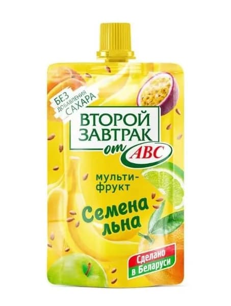 Десерт фруктовый "Второй завтрак от АВС" мультифрукт с семенами льна 200 г * 2 шт.