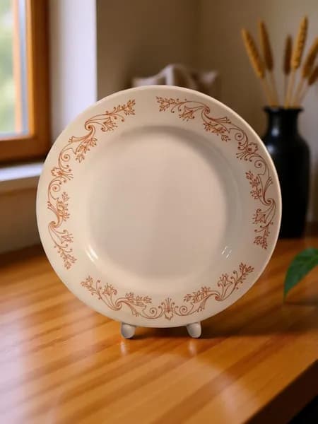Тарелка мелкая винтаж из СССР 19,5 см, цветочный узор, Краснодарский фарфоровый завод,1980-е годы