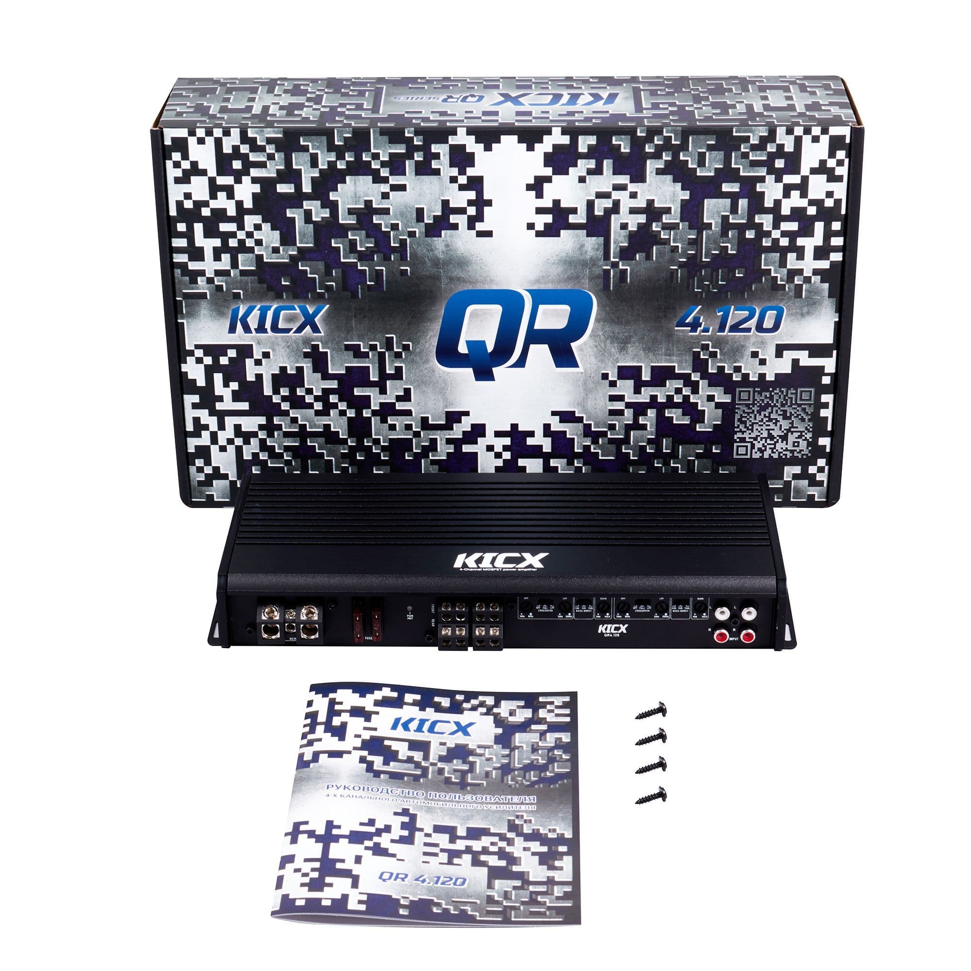 Широкополосный 4-х канальный усилитель AB класса KICX QR 4.120.