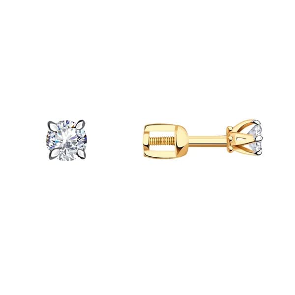 Золотые серьги DIAMANT-ONLINE с цирконием 585 пробы