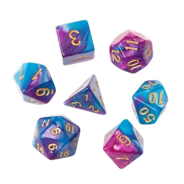 7шт Набор акриловых полиэдральных кубиков D4-D20 для TRPG, Зеленый фиолетовый