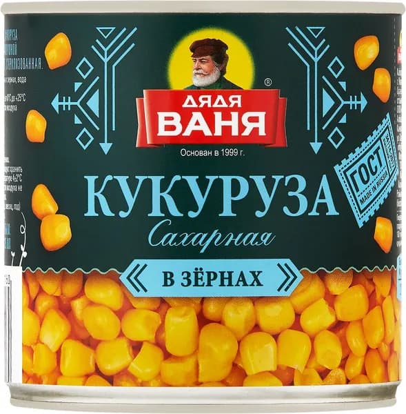 Кукуруза ДЯДЯ ВАНЯ сладкая, 340г