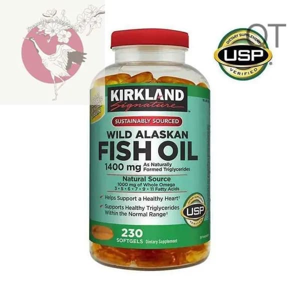Kirkland Signature Wild Alaskan Fish Oil Омега 3,1400 mg Dietary Supplement, 230 капсул