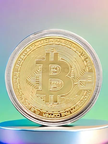 Золотая монета Биткоин коллекционная подарок