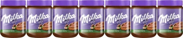 Паста Milka шоколадно-ореховая, комплект: 7 упаковок по 350 г