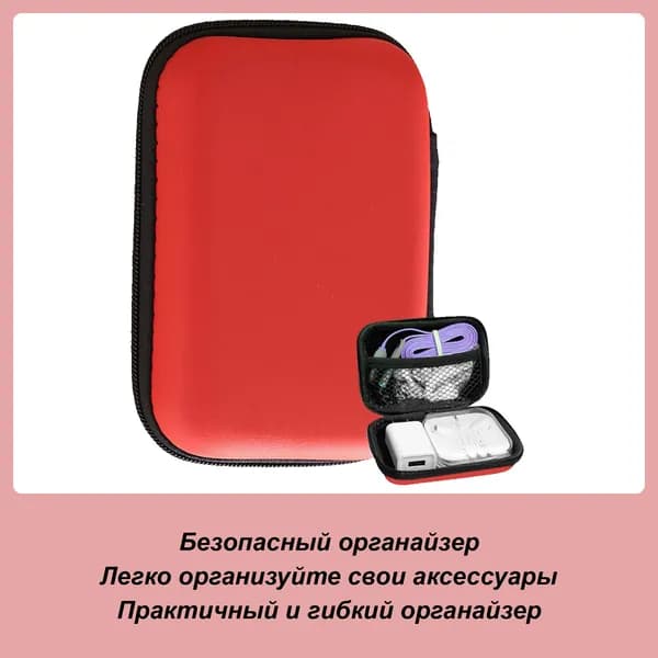 Сумка-органайзер для кабелей, наушников и зарядных устройств