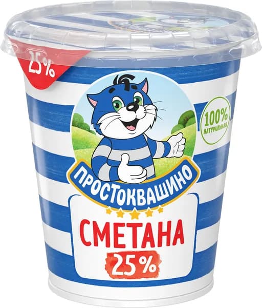 Сметана ПРОСТОКВАШИНО 25% без змж, 300г