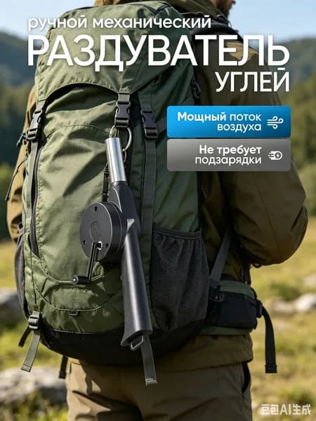 Раздуватель углей ручной механический для гриля и костра,1 шт