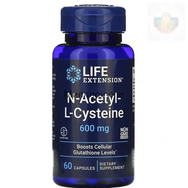 Life Extension N-Acetyl-L-Cysteine 600 мг 60 вегетарианских капсул
