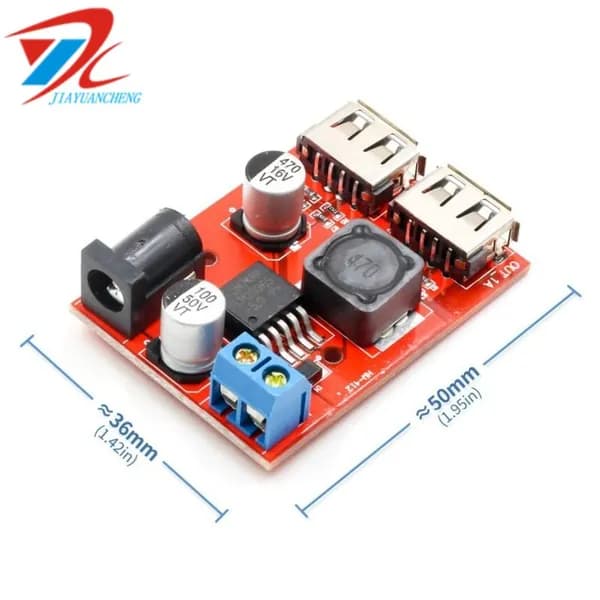 LM2596 Двойной USB DC-DC понижающий преобразователь 9 В, 12 В, 24 В, 36 В в 5 В, 3 А, плата автомобильного зарядного устройства, модуль питания от солнечной батареи