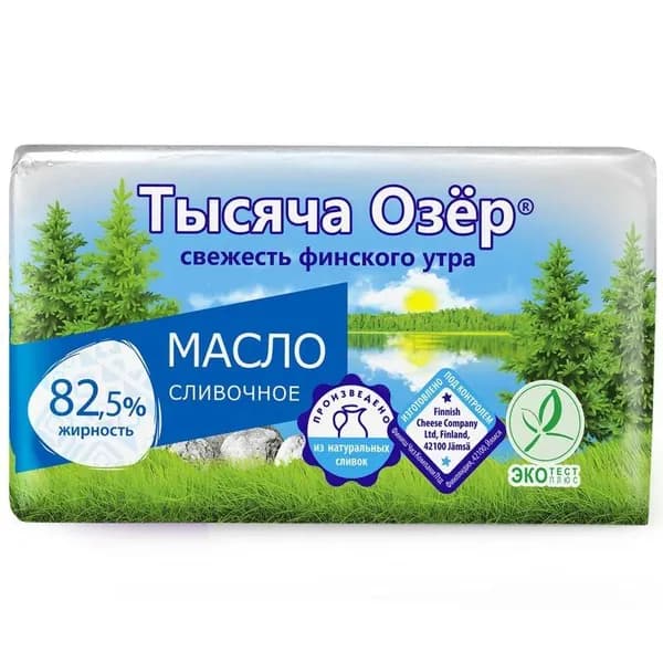 Масло сладкосливочное Тысяча Озер 82.5%, 180г