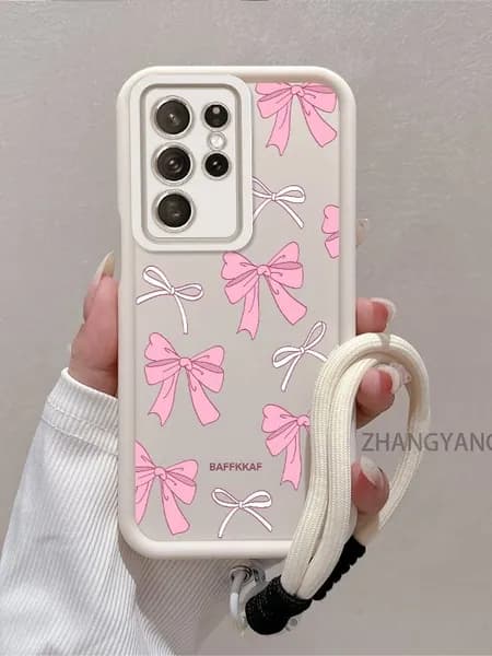 Чехол силиконовый мягкий для Samsung Galaxy S23 Ultra защита камеры противоударный Силиконовый чехол для телефона С веревкой