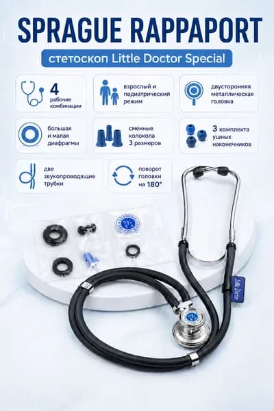 Стетоскоп Little Doctor LD Special 72 см, раппапорт, цвет черный