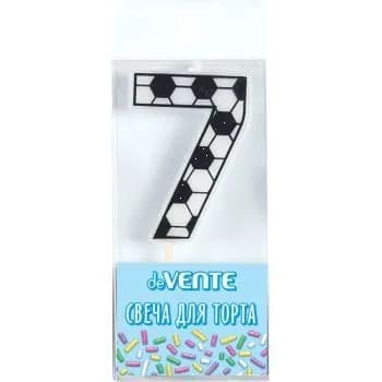 Свеча-цифра 7 Футболист с черно-белым рисунком deVente