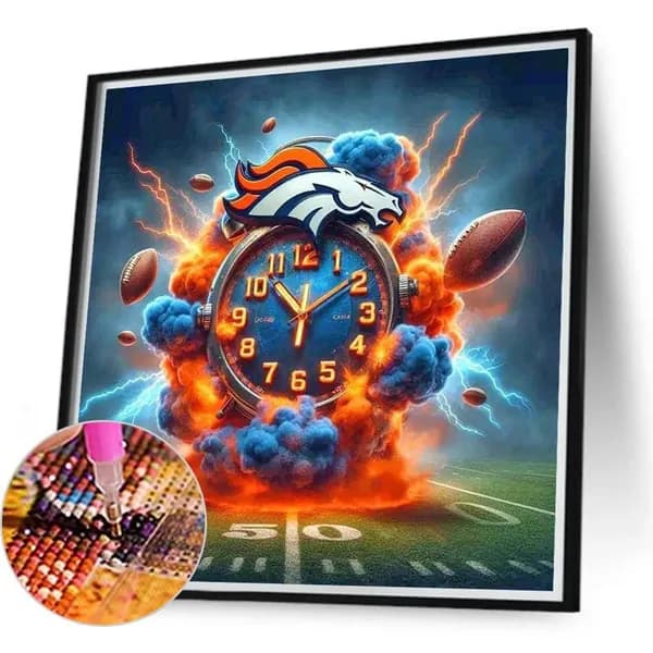 Полностью алмазная картина Denver Broncos , 40 40 см, круглые стразы