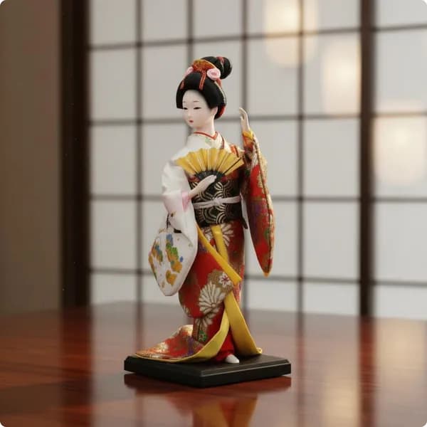 Кукла гейша ручной работы для декора интерьера 006