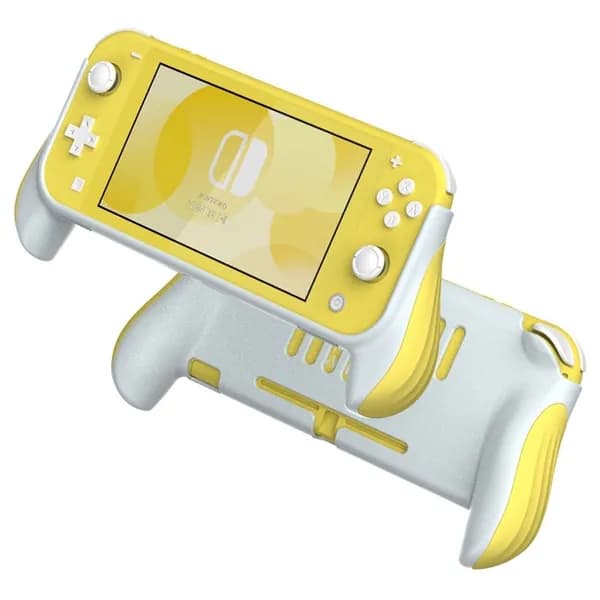 Чехол для Nintendo Switch Lite, цвет светло-серо-желтый с белыми ручками, жесткий из ABS