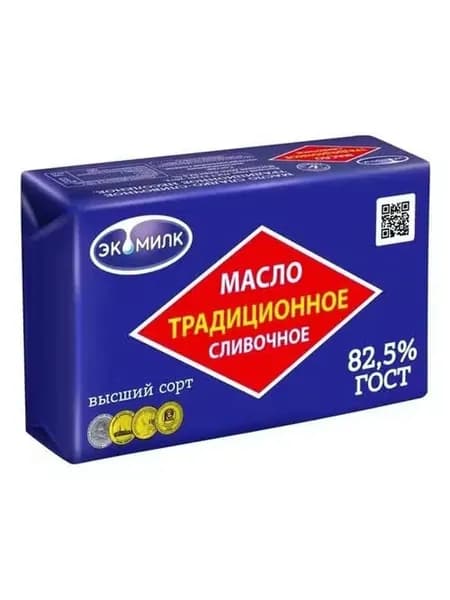 Сливочное масло Экомилк Традиционное 82,5% БЗМЖ 330 г