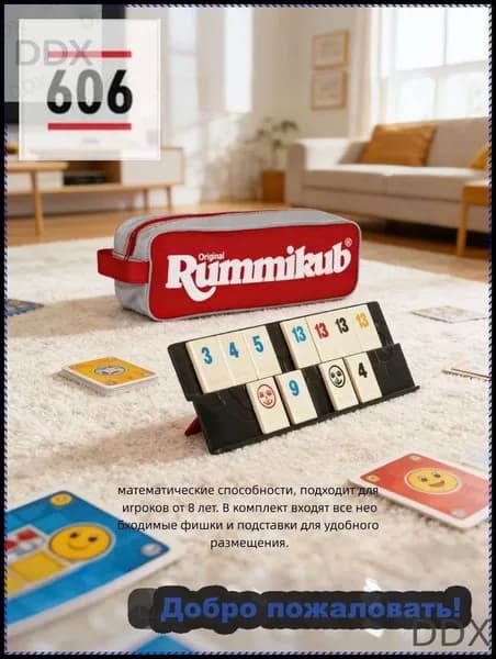Настольная игра Стиль Жизни "Руммикуб в пенале" для детей от 7 лет и взрослых, логическая стратегия для всей семьи, для компании, компактная / дорожная / для путешествий