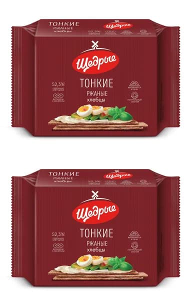 Щедрые Хлебцы хрустящие, тонкие, ржаные, 170 г, 2 шт.