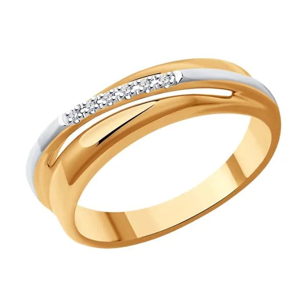 Diamant, Кольцо из золочёного серебра с бриллиантами, 93-210-01746-1, 925 проба