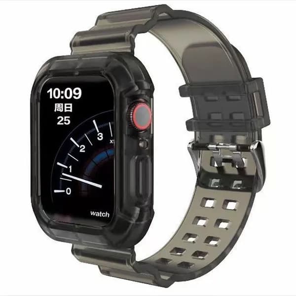 Чехол+ремешок для Apple Watch Band 44 мм 40 мм 45 мм 41 мм 42 мм 38 мм, прозрачный силиконовый браслет для iWatch серии 8 3 6 se 7