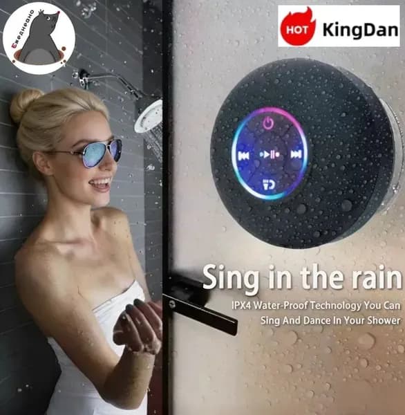 Для Ванной и Душа: Водонепроницаемая Bluetooth-колонка на Присоске, Без Сверления, Портативная, С RGB Подсветкой, 360 Звук, Hands-free, 85x85x45 мм