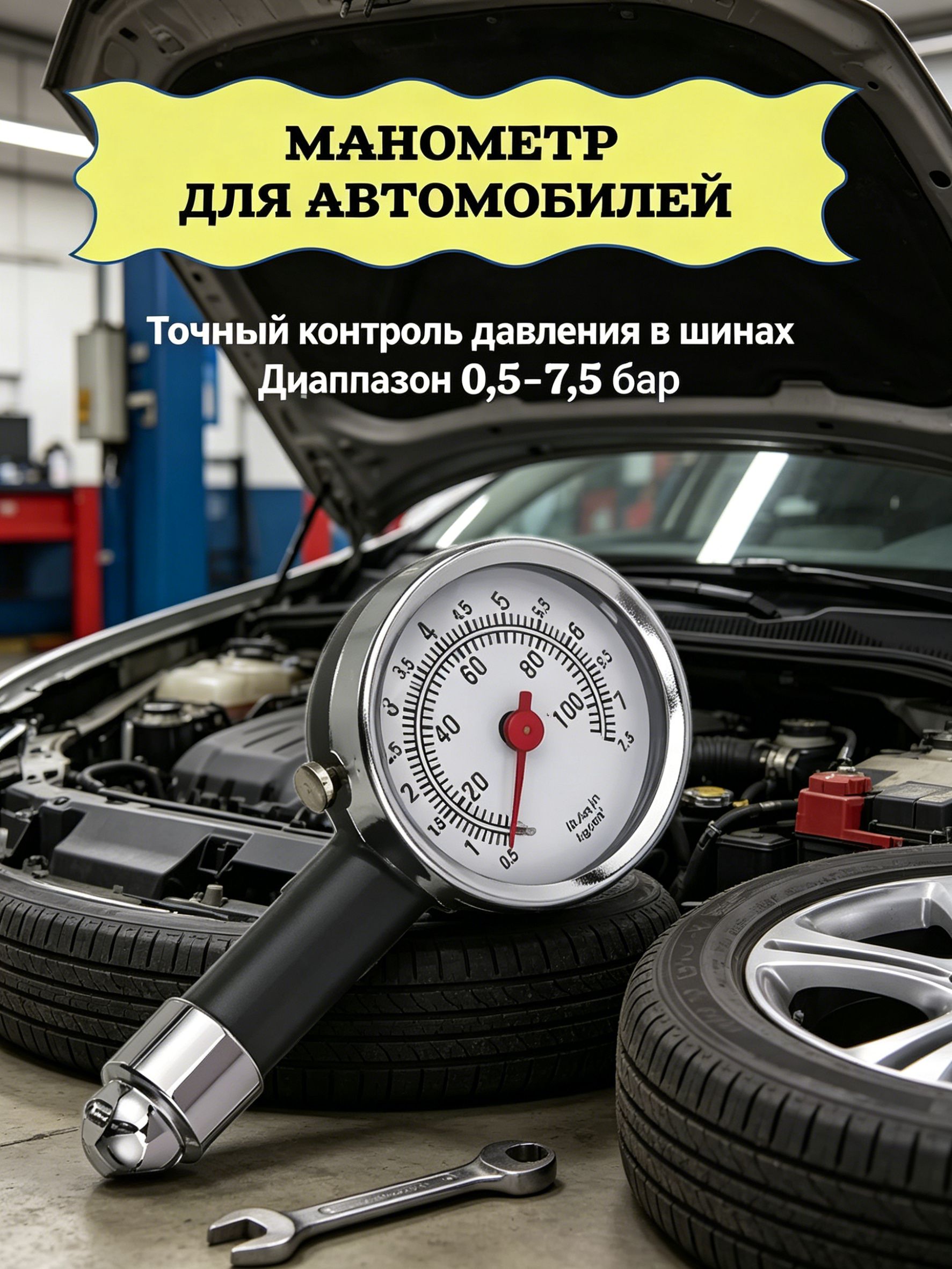Манометр автомобильный, 2 шт.