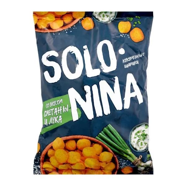 Кукурузные шарики со вкусом сметаны и лука Solonina 140г