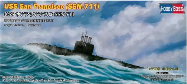 Сборная модель атомная подводная лодка ВМС США SSN-711 Сан-Франциско в масштабе 1:700