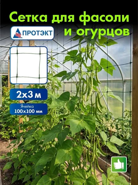 Сетка шпалерная для огурцов, фасоли, гороха 2*3 м, Протэкт, ячейка 10*10 см