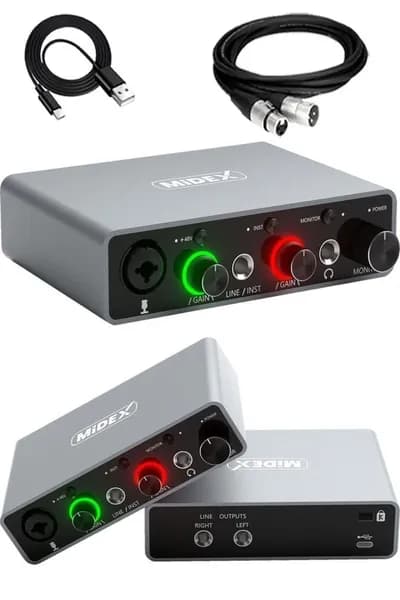 Студийная Звуковая Карта Midex GLX-600 PRO Usb 2-Вход 2-Выход 24bit/96kHz
