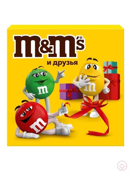 Сладкий подарок M&M'S и друзья на праздник, подарочный набор шоколадных конфет с наклейками внутри (174 г.)