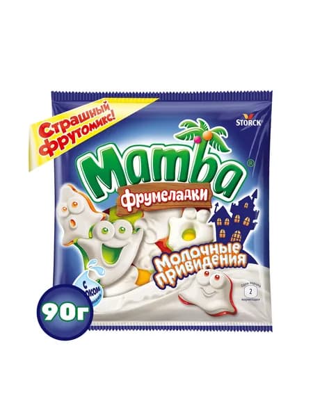 Mamba Фрумеладки Молочные Привидения, мармелад жевательный, нежное сочетание молочного и фруктового слоев, с фруктовым соком и витаминами, 90г / Мамба