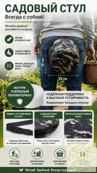 Садовый стул, ABS пластик, 25х25х18 см, 1 шт