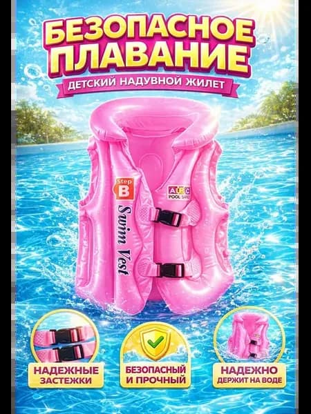 Надувной жилет для плавания детский для бассейна и моря
