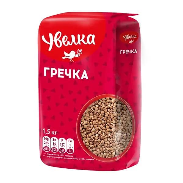 Крупа гречневая ядрица быстроразваривающаяся Увелка 1.5кг