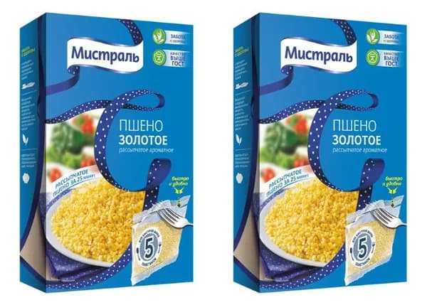 Мистраль Пшено Золотое, в пакетах для варки, 5 шт, 400 гр, 2 уп /