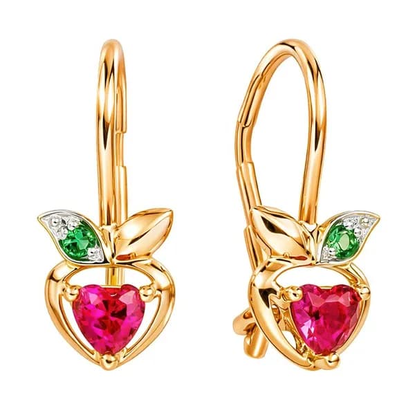 Серьги детские с фианитом из красного золота 585 пробы 585GOLD
