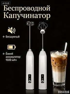 Кофемашина для капучино, вспениватель молока, три режима, разъем Type-C, беспроводная, мощность 15 000 об/мин, бесшумная работа