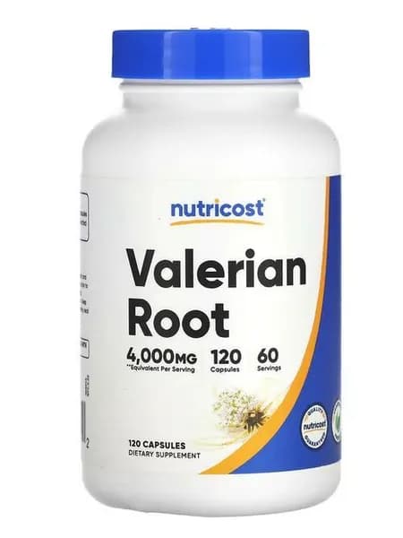 Валерианы корень , 4000 мг, 120 капсул (2000 мг в 1 капсуле) Nutricost