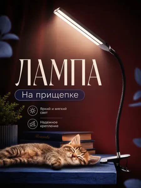 Лампа настольная для чтения на прищепке