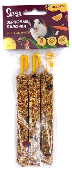 Snax Зерновые палочки для грызунов ассорти (овощи, тропические фрукты, орех) (3 шт.)