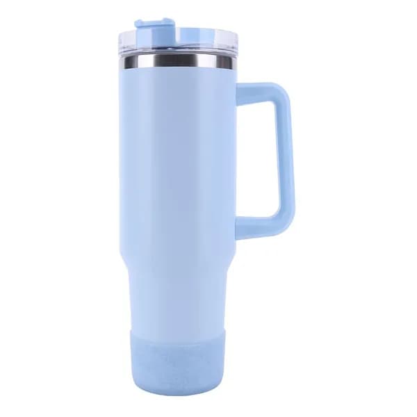 Силиконовый чехол для термокружки STANLEY 30 и 40 унций, синий, с блёстками, диаметр 7,5 см