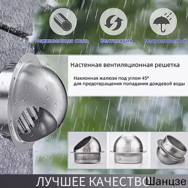 Выход стенной металлический с решеткой и сеткой, 304 нержавеющей стали,D100mm