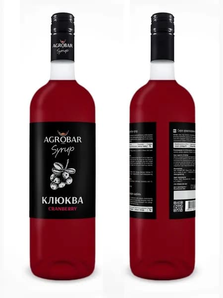 Сироп AGROBAR Клюква для коктейлей и лимонадов, 1 л