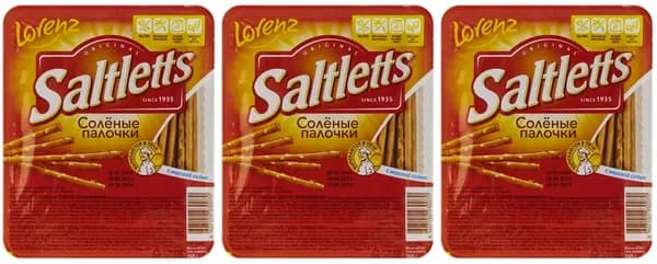 Lorenz Палочки Saltletts Классические соленые, 150 г, 3 шт