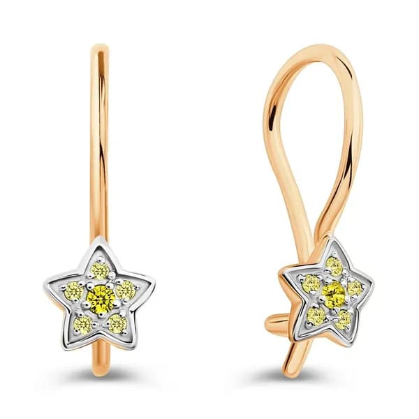 Серьги детские с фианитами из красного золота 375 пробы 585GOLD